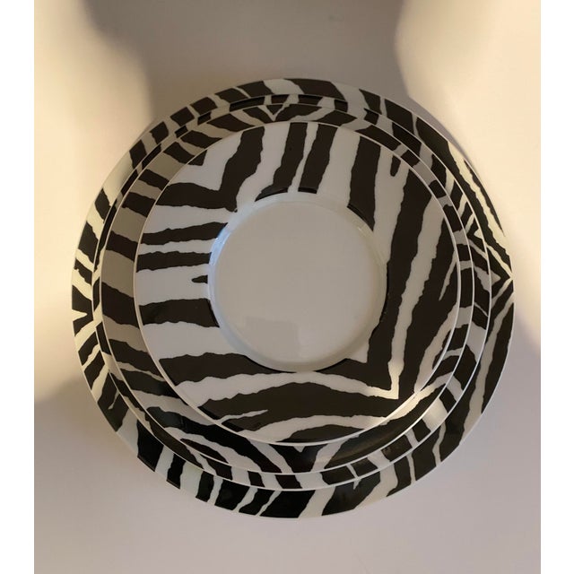 1990s Sasaki Morocco White Zebra Dinnerware Set of 10 Chairish