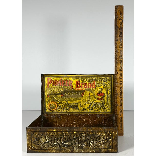 Antique Pioneer Tobacco Tin: Richmond Cavendish Golden Flake Litho Box For Sale - Image 9 of 10