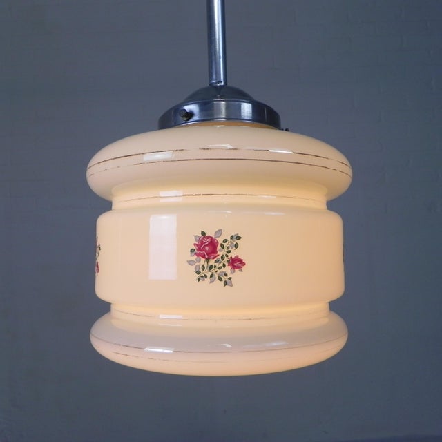 Art Deco Pendant Lamp with Marbled Glass Shade, 1930s For Sale - Image 9 of 15