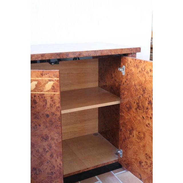 Brown Italian Burl Elm and Marquetry Sideboard, 1970s For Sale - Image 8 of 15