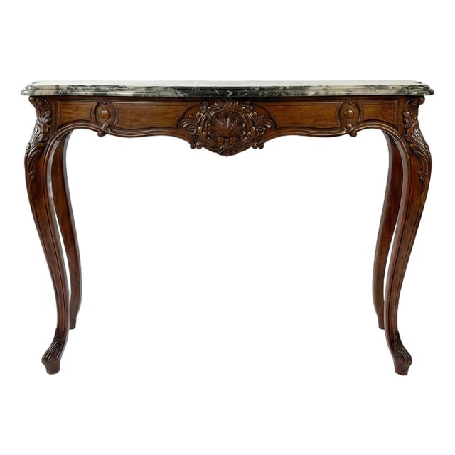 Late 19th Century Carved Louis XV-Style Console With Marble Top For Sale