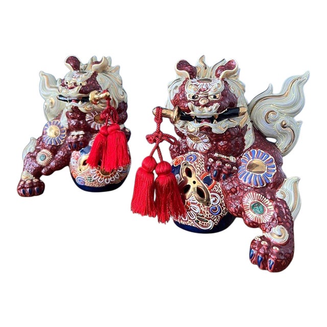 Pair of Vintage Foo Dog / ShiShi Guardian Lions For Sale