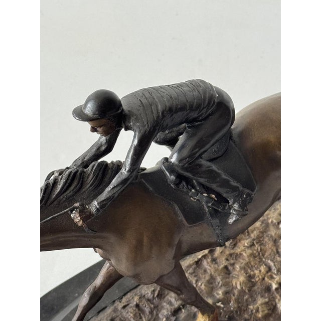 Bronze Statue of Jockey on Racehorse by C. Charles for Max Le Verrier For Sale - Image 6 of 9