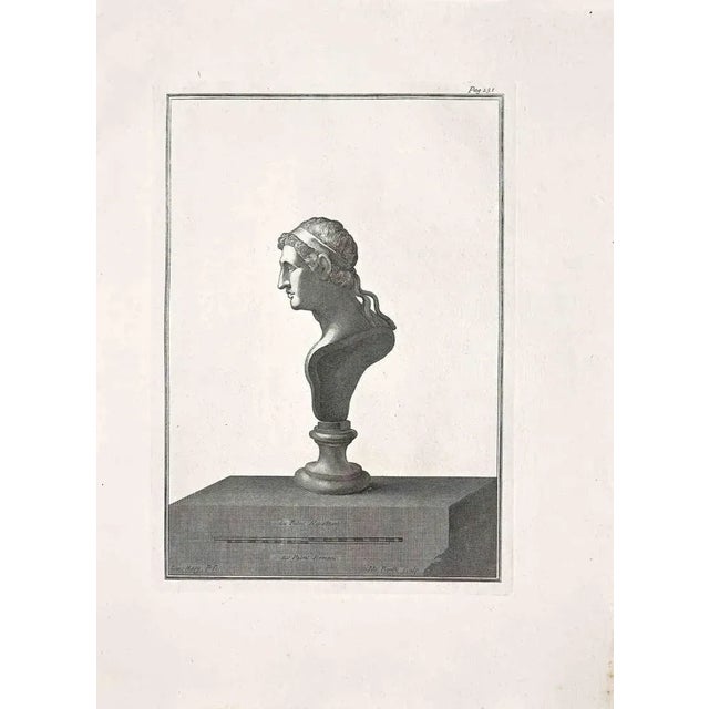 Ancient roman bust, original etching from the end of the 18th century, made by various old masters. Good condition. Units...