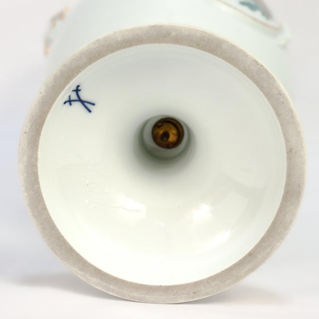 White Antique Meissen Jugendstil Porcelain Covered Urn or Vase With Pansies & Violets For Sale - Image 8 of 18