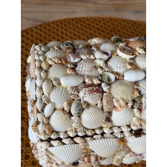 Shell Vintage Handcrafted Shell-Covered Coastal Keepsake Box For Sale - Image 7 of 11
