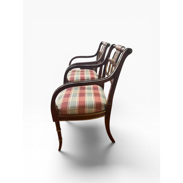 Wood Pair of 1990s Baker Historic Charleston Collection “Governor Alston” Regency Armchairs For Sale - Image 7 of 18