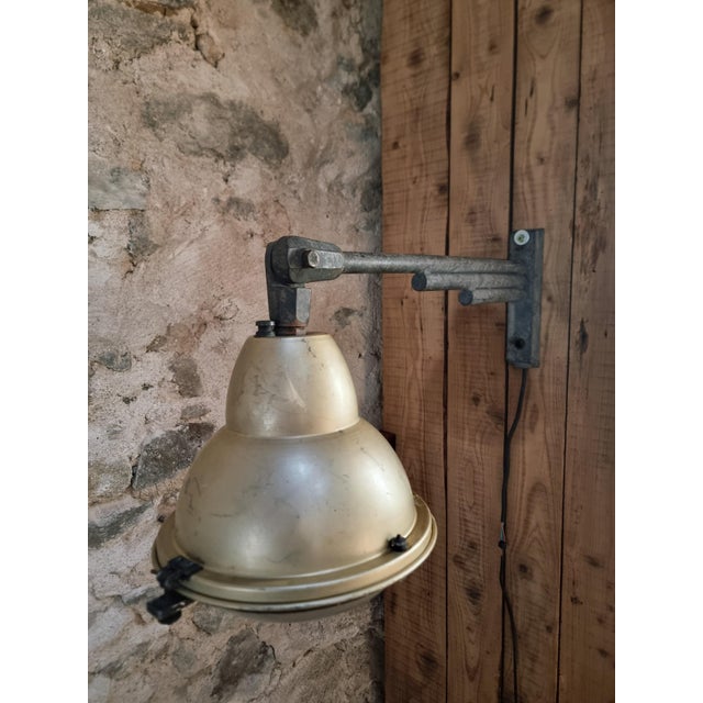 Gray Vintage Street Wall Light in Metal and Glass, 1950s For Sale - Image 8 of 15