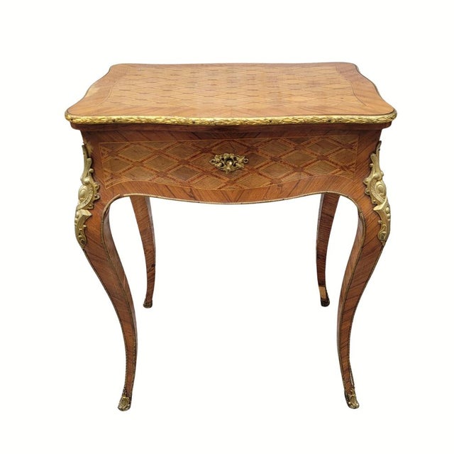 Impressive and unique French dressing table, Napoleon III style, 19th century. Crafted from precious woods with refined...