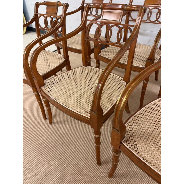 Hollywood Regency Set of 6 Governor Alston Arm Chairs From Baker For Sale - Image 3 of 12