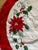 Vintage Christmas Holidays Tree Skirt , linen with red velvet border and poinsettia applique.