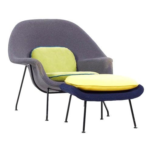 Eero Saarinen for Knoll Mid Century Womb Chair With Ottoman - Main Image