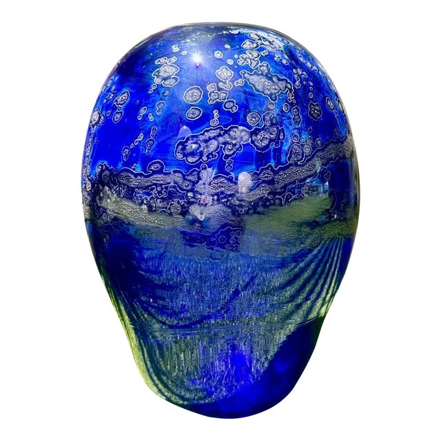Rare Large Kent F. Ipsen Cobalt Blue Studio Glass Vase, Signed & Dated 1977 – Richmond Va • 15¼" For Sale