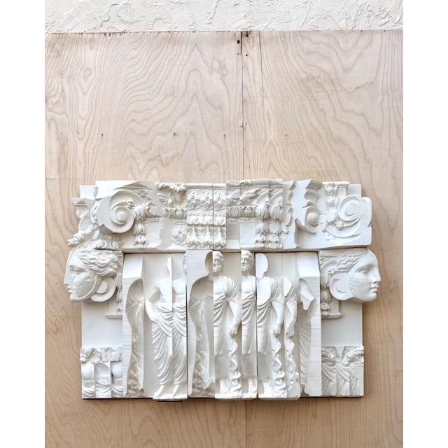 Wood Vintage White Relief Sculpture Panel For Sale - Image 7 of 12