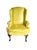 Hollywood Regency Vintage Shuford Furniture Yellow Leatherette Wingback Armchair | Queen Anne Style Faux Leather Accent Chair | Traditional Hollywood Regency For Sale - Image 3 of 14