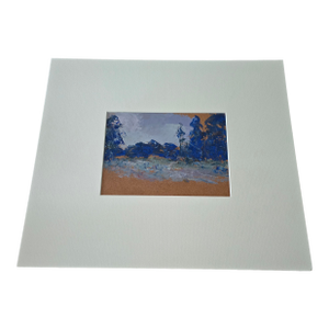 1950s Vintage Mid Century Modern Blue Impressionist Painting