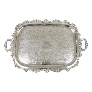 Vintage Epca Old English by Poole 5032 Silver Plated Ornate Serving Platter Tray For Sale