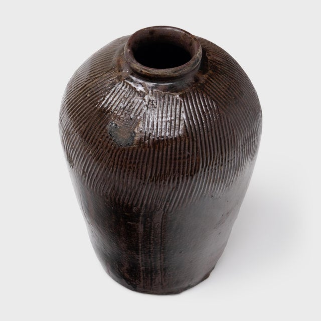 Rustic Chinese Ridged Wine Jar, C. 1900 For Sale - Image 3 of 4