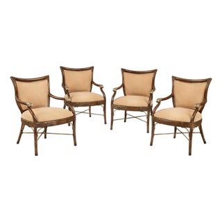 Vintage Hollywood Regency Dining Armchairs Attributed to Ferguson Copeland, Set of 4 For Sale