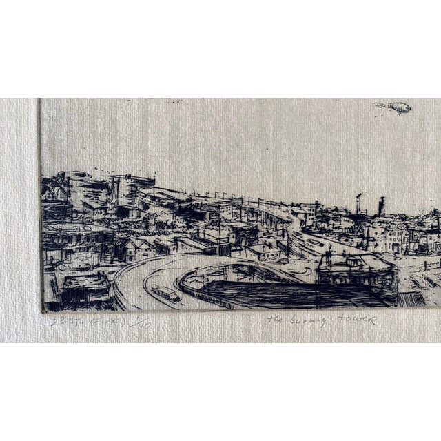 Robert A. BirmelinThe Burning Tower, American Modernist Abstract Landscape Etching For Sale - Image 4 of 6