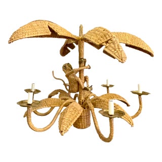 Vintage Coastal Mario Lopez Torres Single Monkey Chandelier For Sale