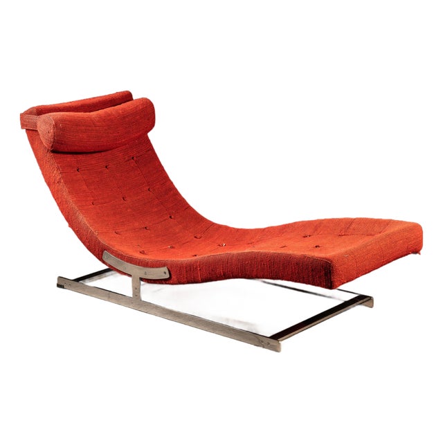1960s Modernist "Bradfield" Upholstered Chaise Lounge in Red by Merrow For Sale