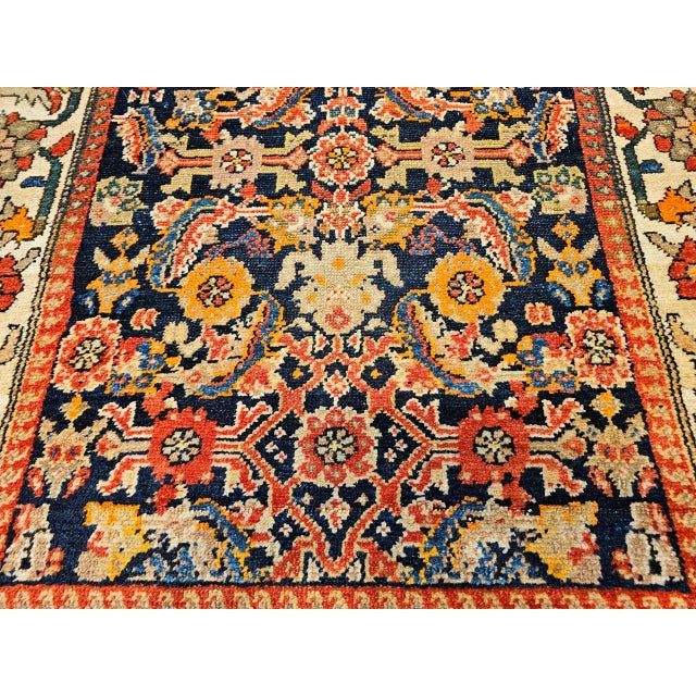 Antique Persian Malayer Area Rug, Handwoven All-Over Herati Patter, Navy & Ivory, 4’ X 7’ For Sale - Image 10 of 12