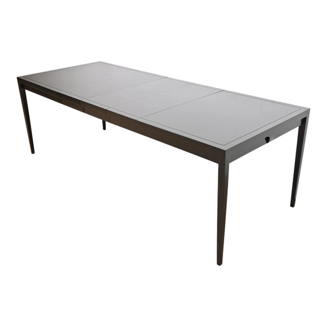 John Van Koert for Drexel Mid-Century Modern Black Lacquered Extension Dining Table, Newly Refinished For Sale