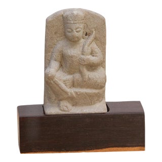 The Naga's Keeper, Antique Carved Stone Figure For Sale
