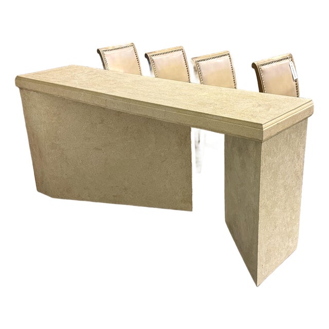 Bespoke Geometric Faux Stone Console Table For Sale