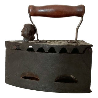 Figural Iron with Wooden Handle, 1900s For Sale