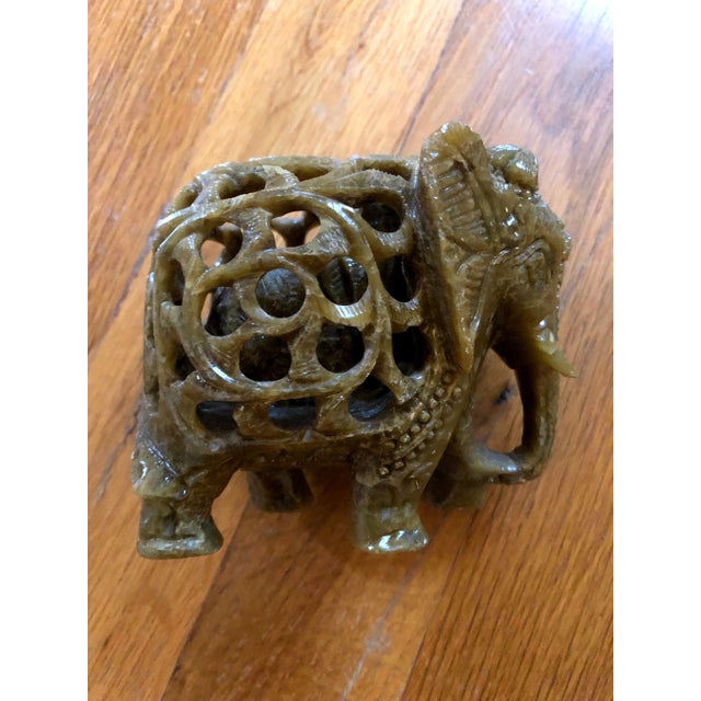 Indian Double Carved Jali Elephant For Sale - Image 3 of 9