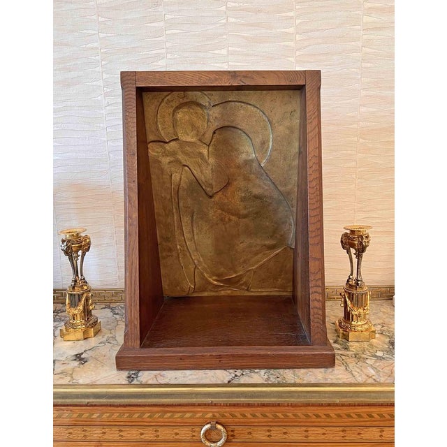 Georges Mathey, Large Bas Relief, 1912, Bronze & Oak For Sale - Image 9 of 15