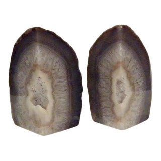 Vintage Mid Century Geode Rock Bookends - a Pair For Sale