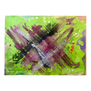 Sheila Elias1980's Mixed Media Painting Glitter Feminist Pop Art Miami Artist Sheila Elias, 1980