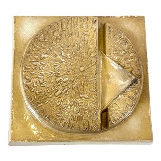 Mid-Century Abstract Wall Relief in Ceramic Signed e.w., 1970s For Sale