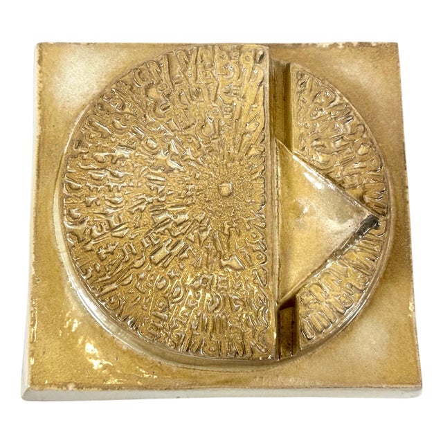 Mid-Century Abstract Wall Relief in Ceramic Signed e.w., 1970s For Sale