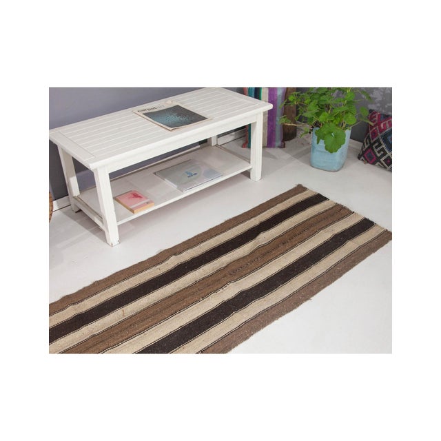 1960s Vintage Striped Modern Small Runner - 2`4" X 6`10" For Sale - Image 5 of 6