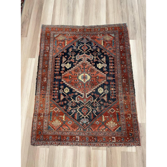 Traditional NW Bakshayesh Rug in Navy, Clay, Terracotta 5 x 7 For Sale - Image 3 of 13