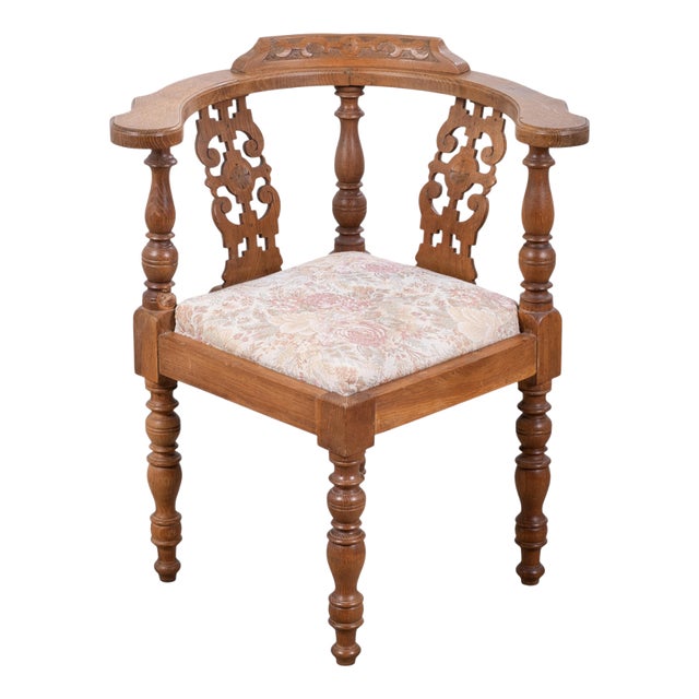 Vintage Danish Oak Corner Chair, 1940s For Sale