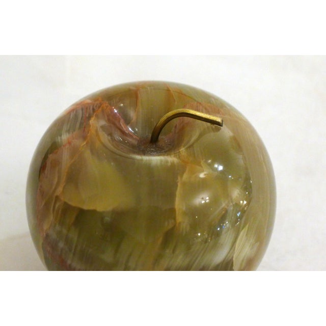 Apple Paperweight in Onyx with Gilded Brass Stem, 1960s For Sale - Image 6 of 11