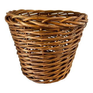 Large Vintage Wicker Basket For Sale