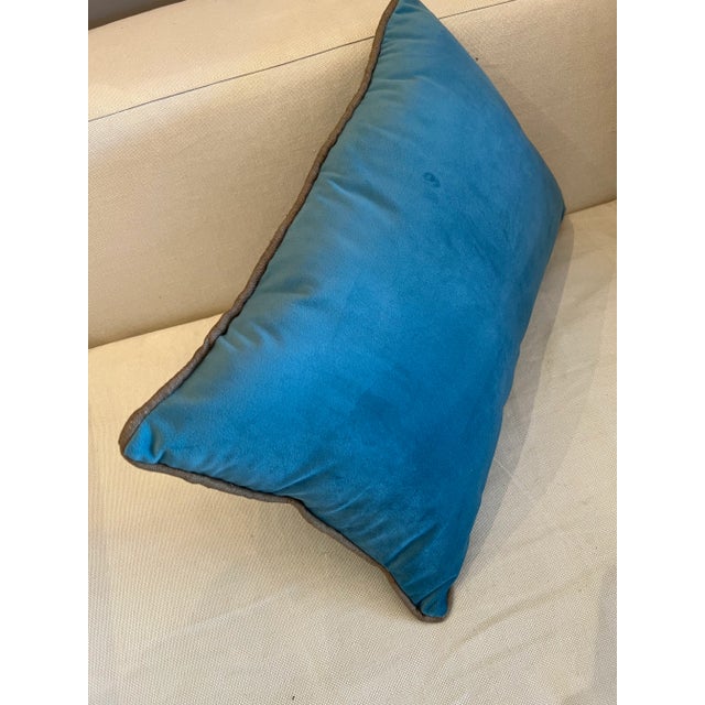 Italian Early 19th Century Pillow Turquoise Velvet With Handmade Gold Embroidery For Sale - Image 3 of 7