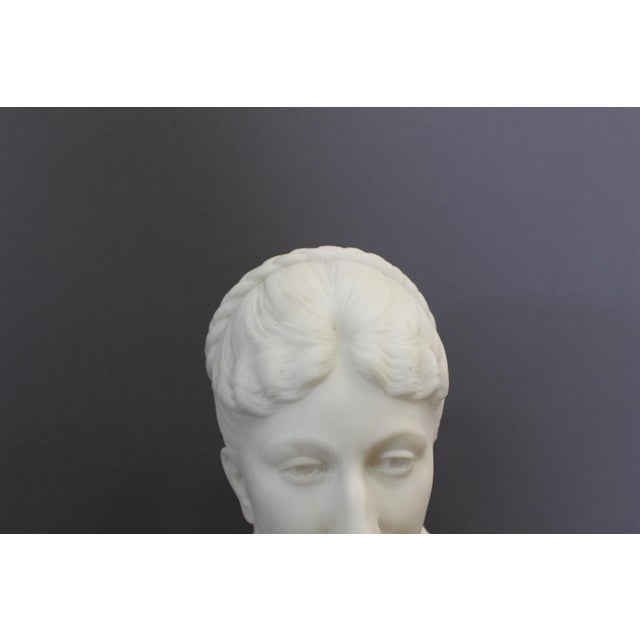 H. F. Iselin, Bust of a Woman, 1873, Carrara Marble For Sale - Image 13 of 17