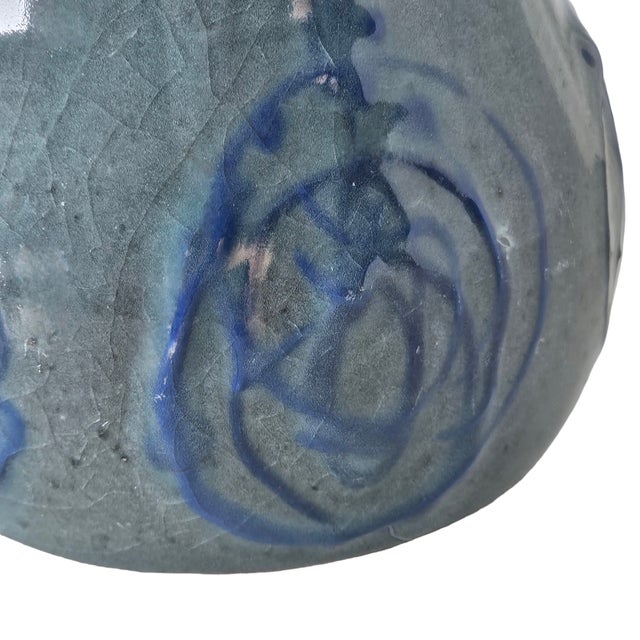 Studio Art Pottery Blue Green Vase 11" For Sale - Image 9 of 12