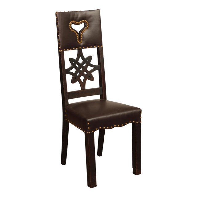 Michigan Chair Co. Antique Oak Arts & Crafts Hall Chair For Sale