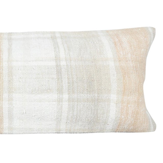 Traditional 12"x35" Natural Hemp Cushion Cover. Kilim Pillow. Handwoven Lumbar Pillow Cover For Sale - Image 3 of 4