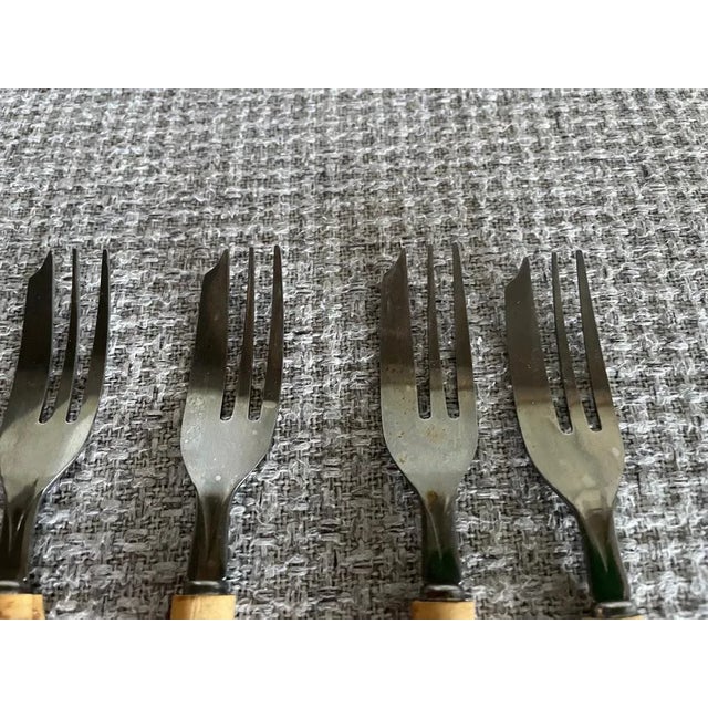 Faux Bamboo Dessert Service, Set of 7 For Sale - Image 4 of 5