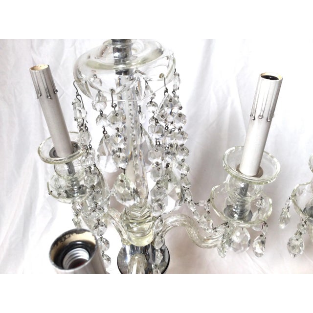 Mid 20th Century Cut Glass 3-Light Girandole Lamps - A Pair For Sale In Philadelphia - Image 6 of 10