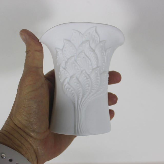 White Vintage 1960’s Ceramic White Bisque Candle Holders Signed M Frey Kaiser Germany, Matte White Porcelain, a Pair For Sale - Image 8 of 10